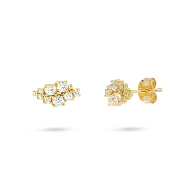 Gold Trip Crystal Cluster Stud Earrings