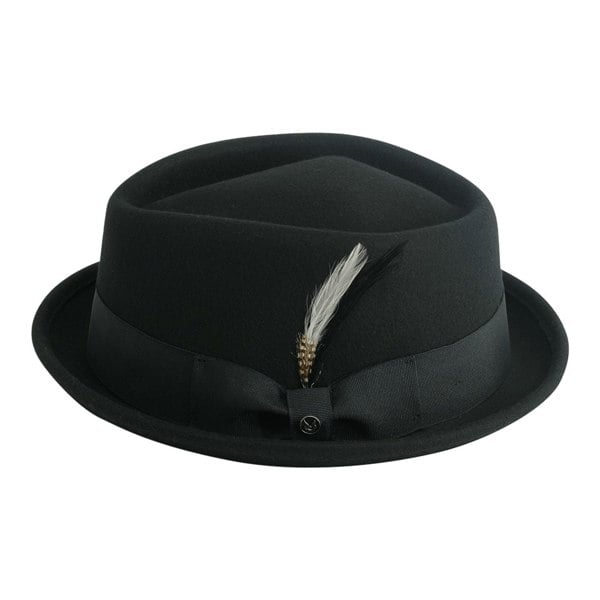 Gamble & Gunn 'New Orleans II' Black Wool Diamond Top Pork Pie Hat