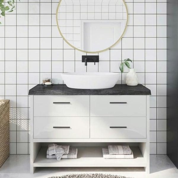 Berkfield Bathroom Countertop Dark Grey 120x60x6 cm Treated Solid Wood