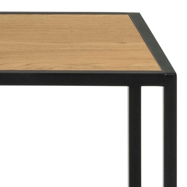 Wyld Haus El Paso Black Metal and Natural Oak Veneer Frame Bookcase 4 Shelves in Step Design