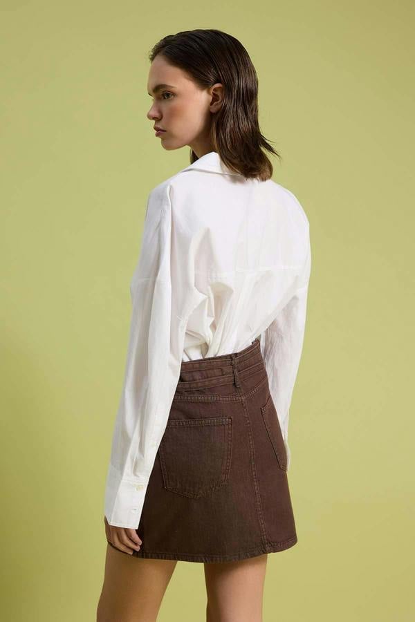 Belt Detail Mini Denim Skirt