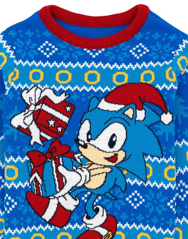 Sonic the Hedgehog Boys Blue Sonic Christmas Jumper