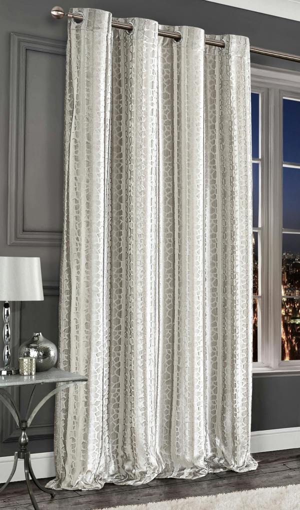 Intimates Luxury Velvet Jacquard Ring Top Thermal Curtains - Elegant Drapes for Living Room and Bedroom - 140cm x 183cm
