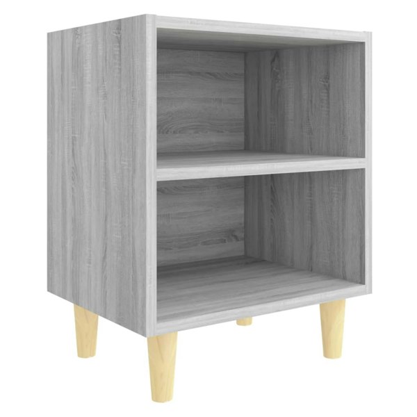 Berkfield Bed Cabinets with Solid Wood Legs 2 pcs Grey Sonoma 40x30x50 cm