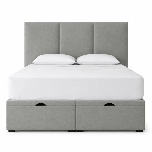 Great British Beds Three Panel Divan Ottoman Bed - Silver Plush