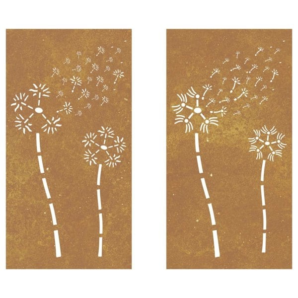 Berkfield Garden Wall Decorations 2pcs 105x55cm Corten Steel Flower Design