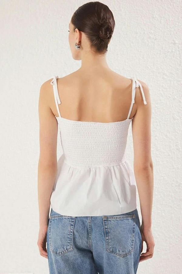 WOVCOR Cotton Fitted Stretch Knit Blouse with Poplin Details