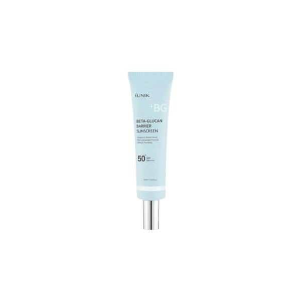 iUNIK Beta-Glucan Barrier Sunscreen – 60ml premium chemical K-beauty sunscreen formulated with 5-Layer Sun Filter, Beta-Glucan, and Aging-Shield Peptide available at Atelier De Glow UK.