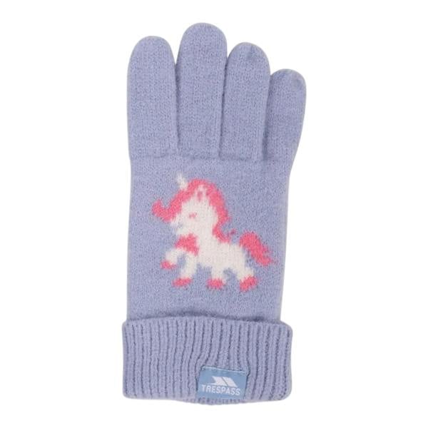 Trespass Danica Knitted Unicorn Winter Gloves - Light Blue - 