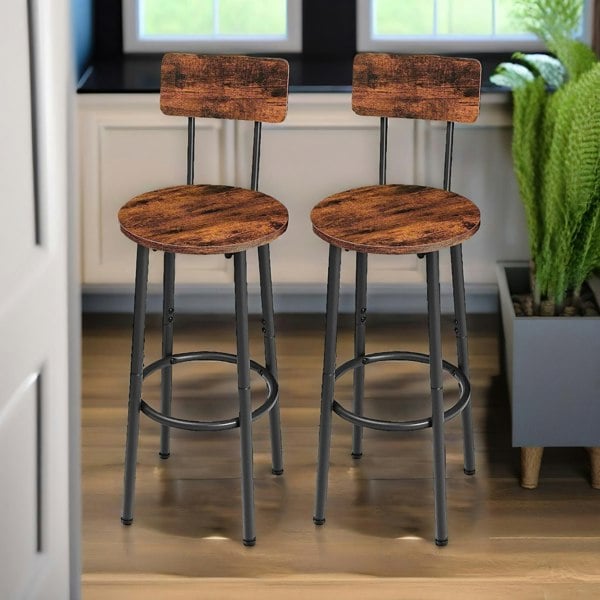 Rafaelo Mobilia Set of 2 Bar Stools with Backrest