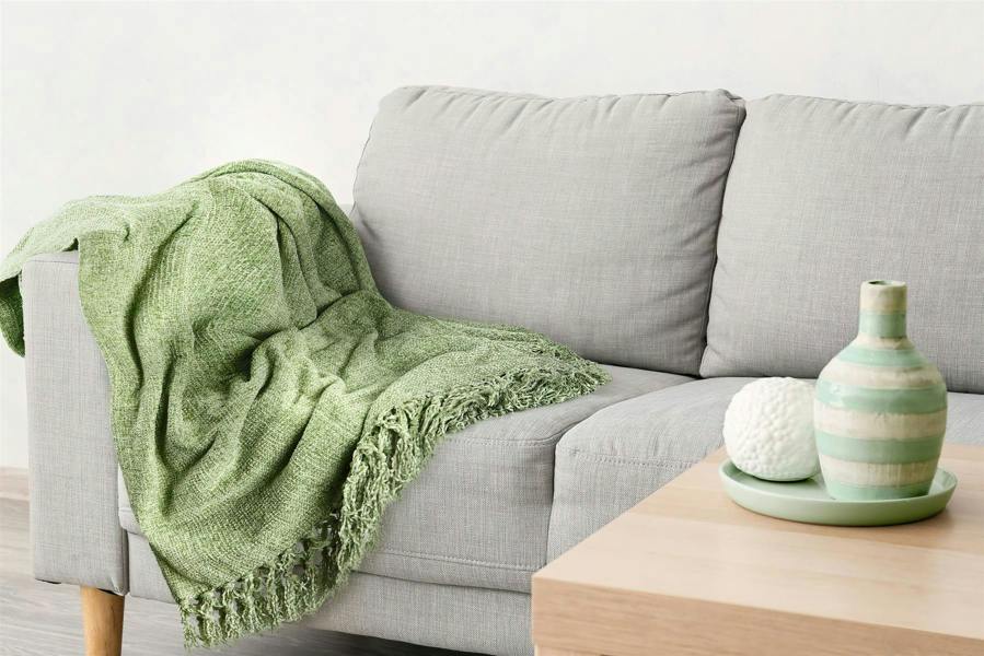 Darcy Tassel Meadow Green Throw 50x60"