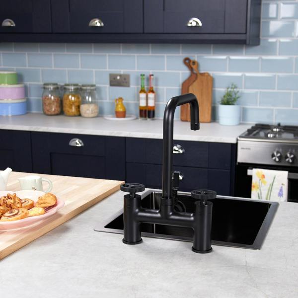Flode kraft | Industrial Bridge Style 3 in 1 Instant Boiling Tap | Matt Black Finish