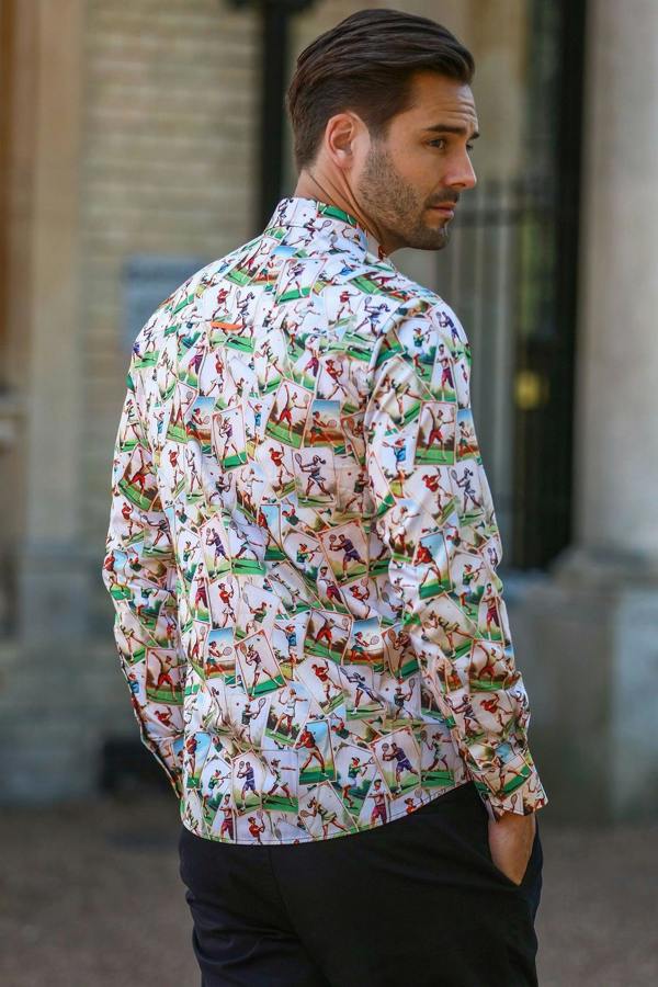 VINTAGE TENNIS PRINT SHIRT - Premium Men's Patterned Shirt by Claudio Lugli | Bold Design, Tailored Fit, Best Printed Shirts
