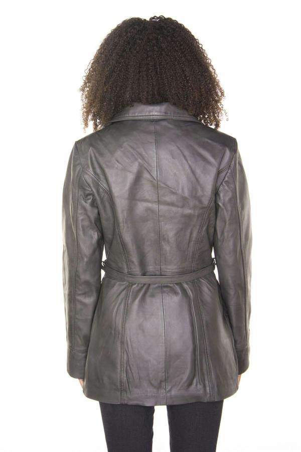 Infinity Leather Womens Leather Long Biker Jacket-Muscat