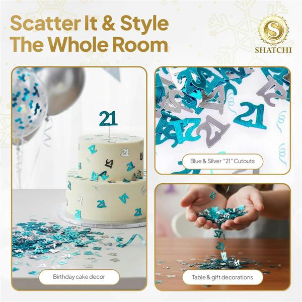 Blue & Silver Metallic Confetti Pack for 21st Birthday Table Decorations, 1 to 4 Pack Options image 7