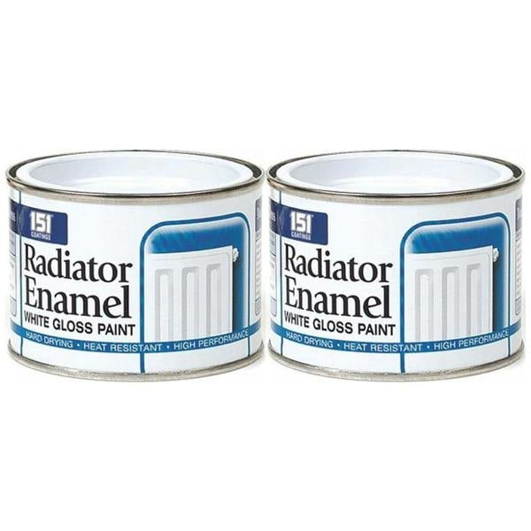 151 2X Radiator Enamel White Paint Tin 180ml