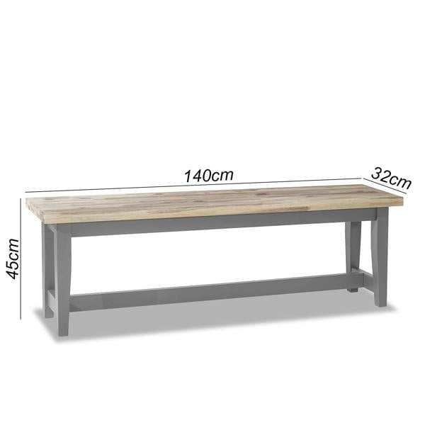 Statement Furniture Florence Solid Acacia Hardwood Dining Bench 140cm Long