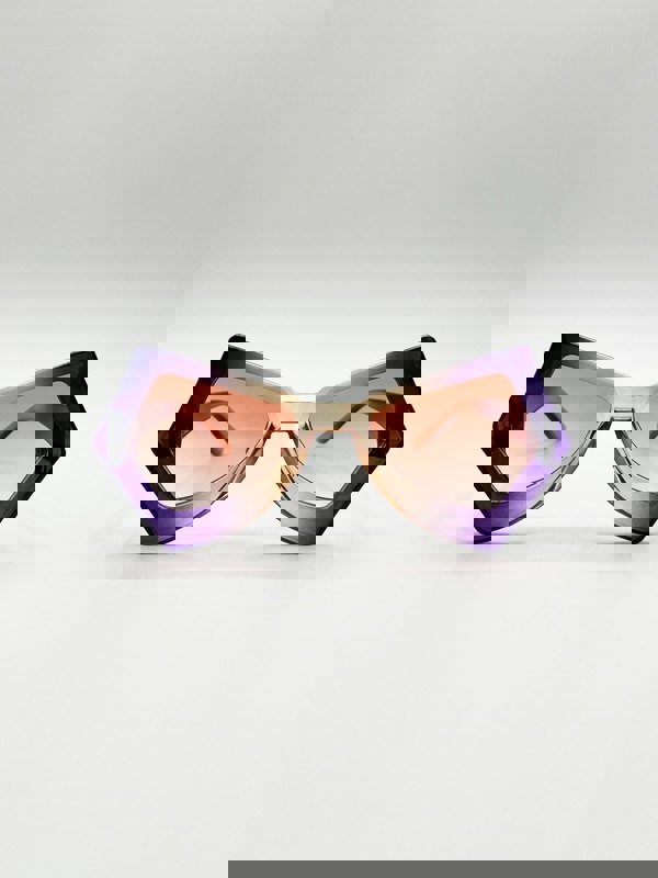 SVNX 2 Tone Angular Sunglasses in Purple