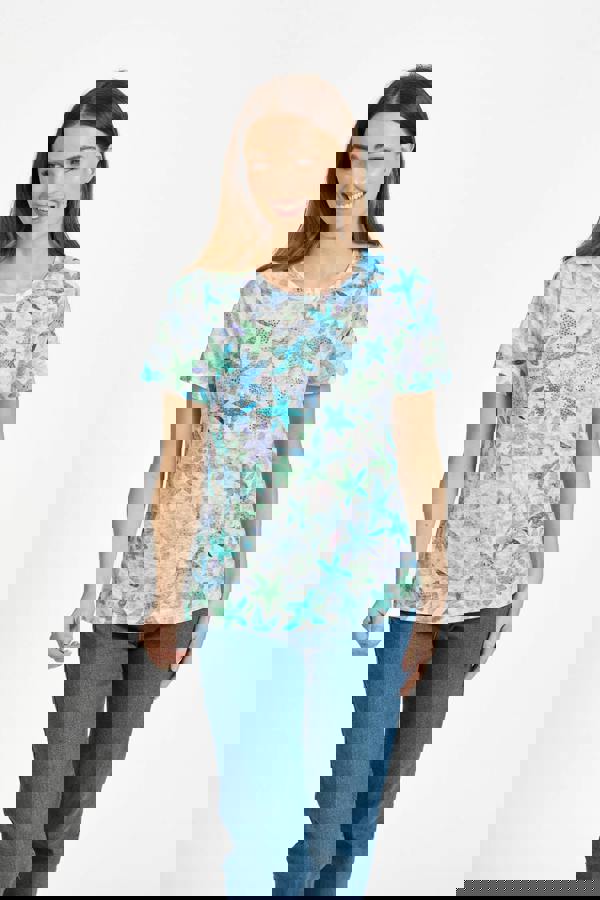 Mudflower Leaf Embellished Burnout Top