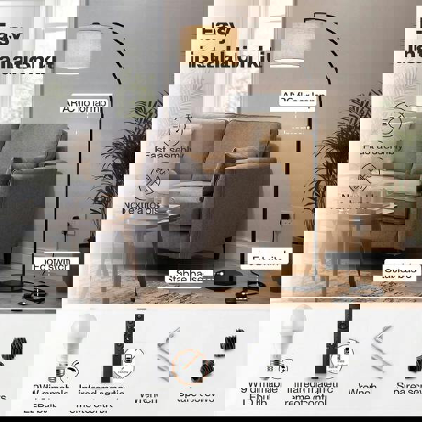 Emitto Arc Floor Lamp 4 Color Temperatures Standing Lamp with Remote Foot Switch