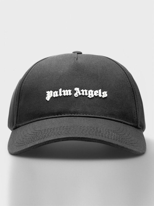 Palm Angels Logo - Print Cotton Cap Black - Supplied FashionPALM ANGELS