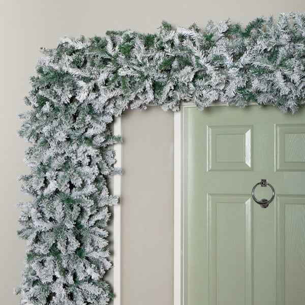 Samuel Alexander 8ft (2.30m) Samuel Alexander Double Door Snow Flocked Christmas Tree Flat Top Arch with 2000 Tips