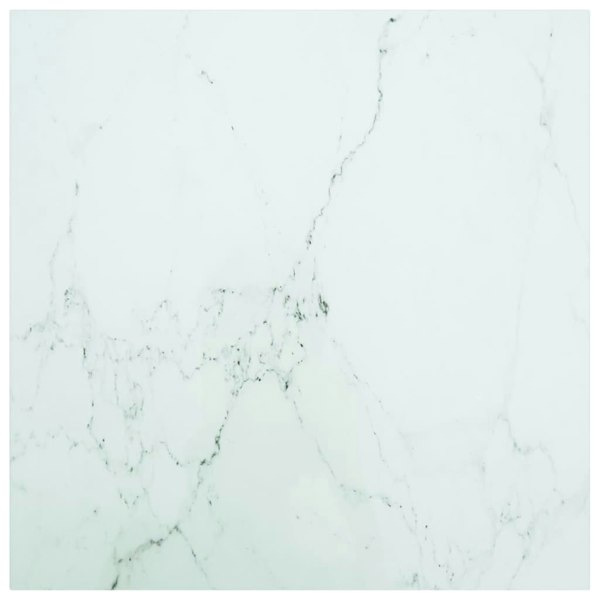 Berkfield Table Top White 70x70 cm 6 mm Tempered Glass with Marble Design