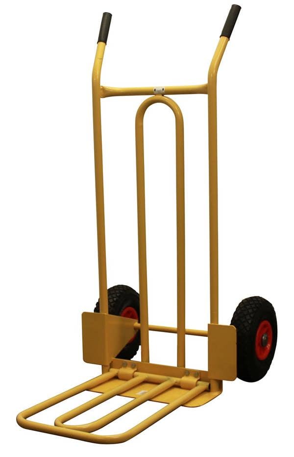 Bristol Tool Company 1894 CGV380 Heavy Duty Folding & Fixed Toe Sack Truck, Pneumatic Wheels with 200kg Capacity, Yellow