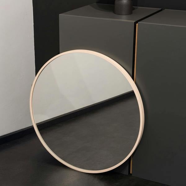 Nielsen Jaron Round Aluminium Wall Mirror - Light Oak