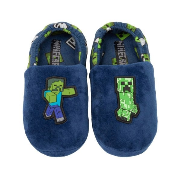 Minecraft Childrens/Kids Zombie Vs Creeper Slippers - Blue/Green