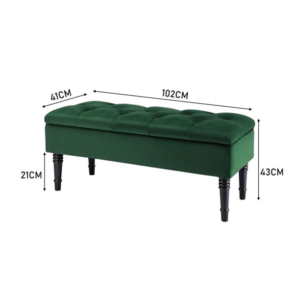 Living and Home Green Luxury Buttoned Tufted Velvet Storage Ottoman Bench