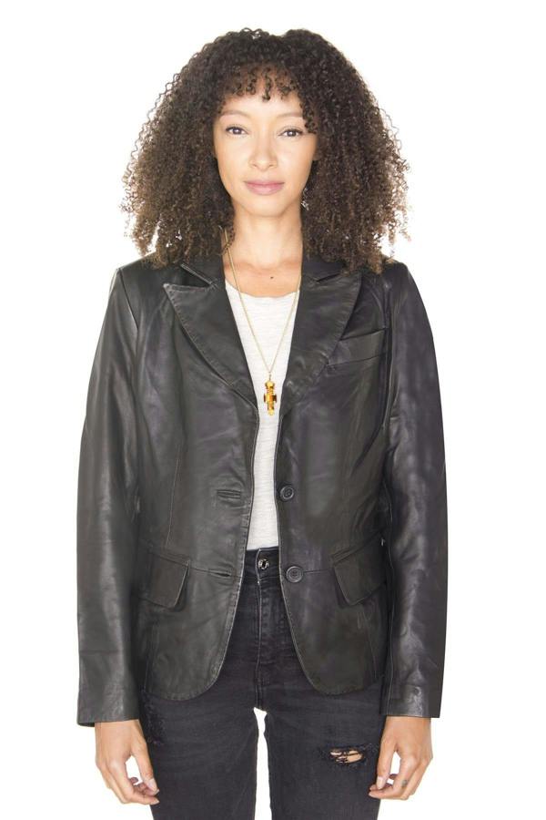 Infinity Leather Womens Leather Blazer Jacket-Seregno