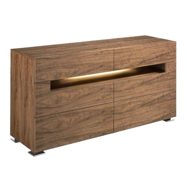 Angel Cerdá Sideboard Walnut and Polished Steel With Interior Lighting 7076
