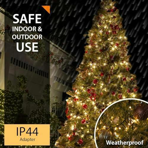 Warm White Compact Christmas String Lights with Green Cable, 8 Effects, Timer and Memory Function, 500 to 2000 LEDs image 5