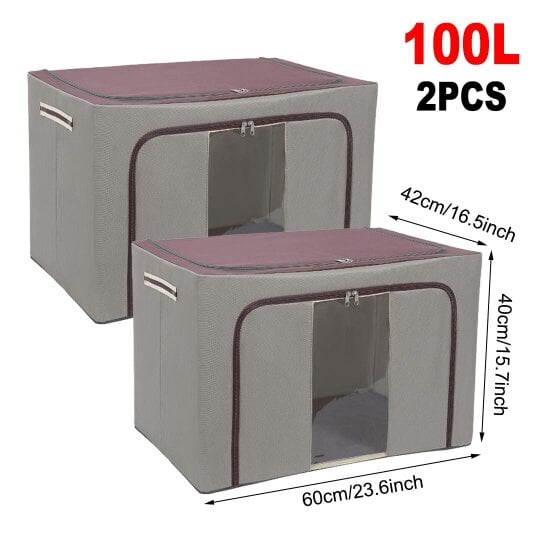 Havendro 100L Clothes Storage Bags Zipped Organizer Underbed Wardrobe Cube Closet Boxes
