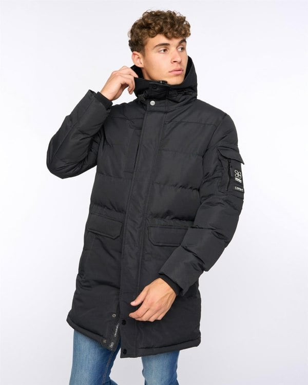 Crosshatch Mens Milwaka Long Jacket Black