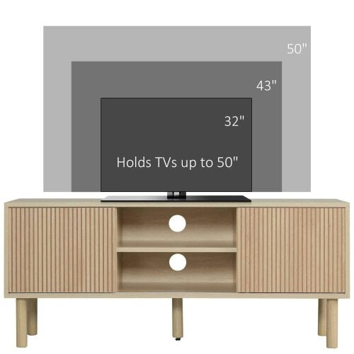Sliding Door TV Cabinet Stand - Oak Wood-Effect