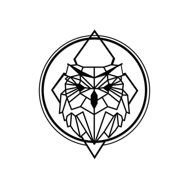 Decortie Modern Metal Wall Art Owl Theme Home Ornament Decorative Minimalist Design Hanging Wall Sculpture, Black