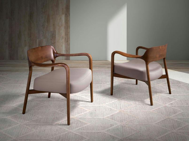 Angel Cerdá Walnut and Mink Leatherette Armchair 5082
