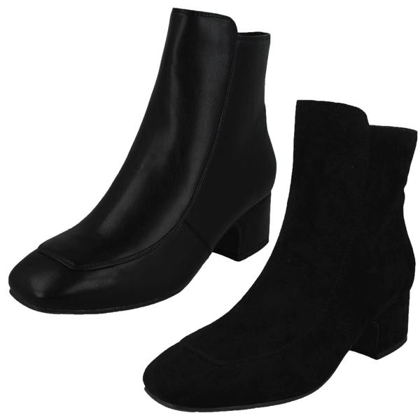 Spot On Ladies Spot On Mid Heel Ankle Boots F51095