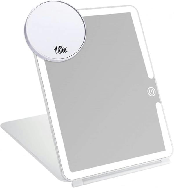 ATEK Rechargeable LED Makeup Mirror 10X 3 Light Modes Travel Pink