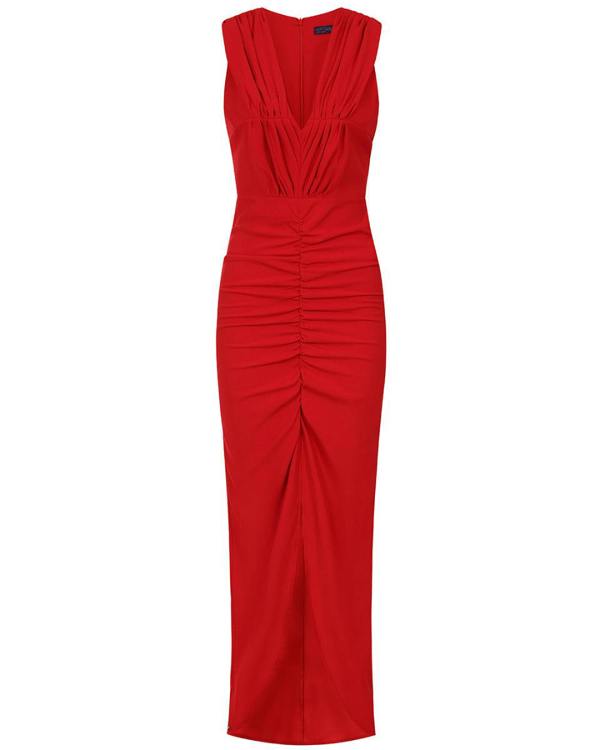 HotSquash Deep V-Neck Ruched Dress