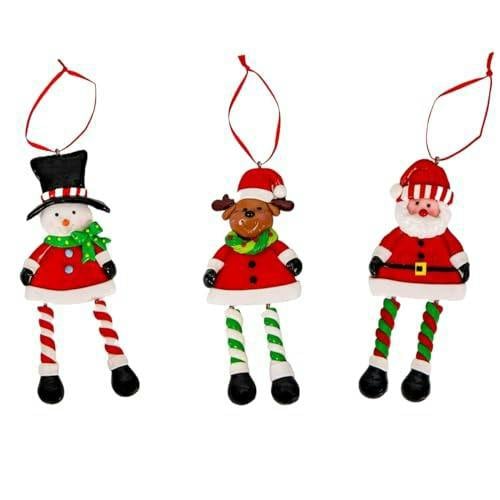 Ceramic Christmas Tree Hanging Decorations in Multicolour, Available in Set of 3 or 12 Santa, Snowman and Reindeer Designs image 8