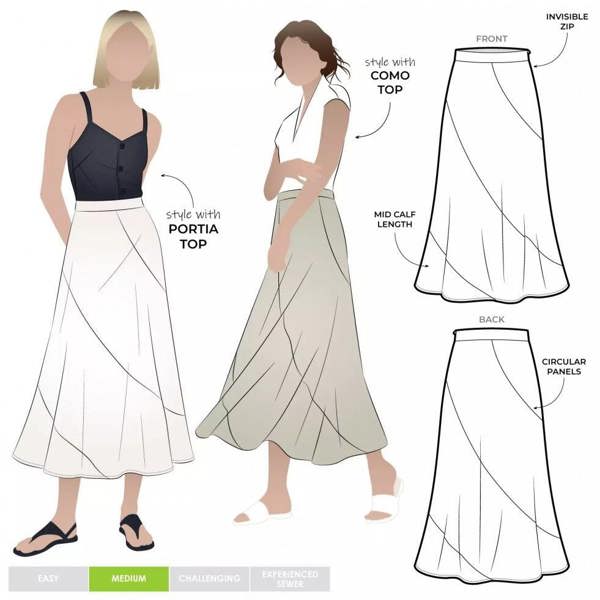 Style Arc Sewing Pattern Haven Skirt - Skirts for Women - Intermediate