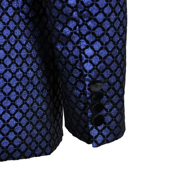 Washington Jacquard Velvet Shawl Lapel Blazer - Blue