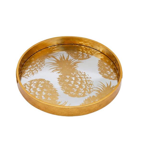 Maison des Cadeaux Elegant Gold Pineapple Mirrored Tray