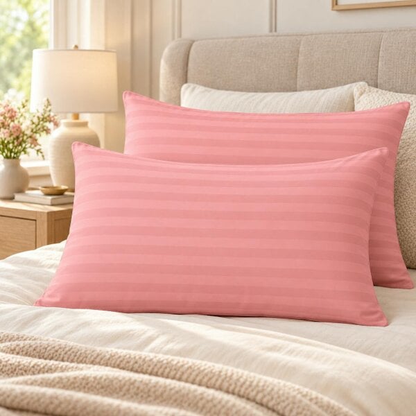 Night Zone Microfibre Stripe Pillowcase Set of 2 – Soft Hotel Style Bed Linen