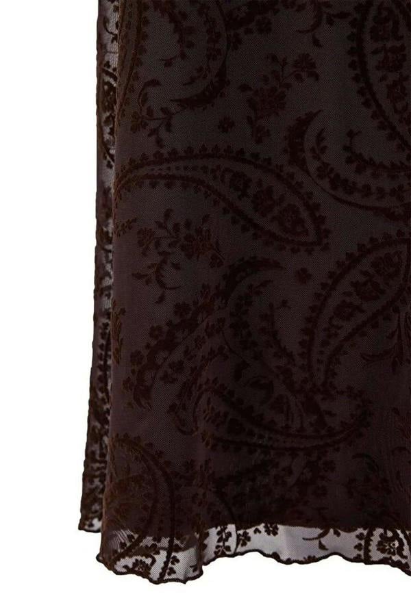WOVCOR Floral A-Line Thin Strap Ruched Midi Tulle Knit Dress