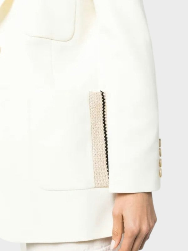 Palm Angels Knitted Tape Blazer White - Womens