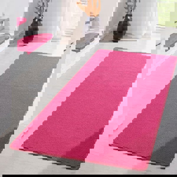 Modern Plain Pink Rug – Soft Short Pile